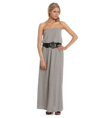 Belle du Jour Juniors' Striped Belted Maxi Dress