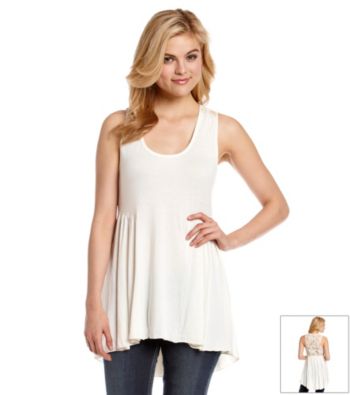 Lily White Juniors' Crochet Back Tunic
