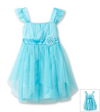Amy Byer Girls' 4-6X Aqua Flutter Sleeve Empire Waist Dress