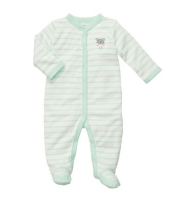 Carter's® Baby Girls' Mint/White Striped Mouse Footie