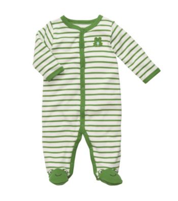 Carter's® Baby Boys' Green/White Striped Frog Footie