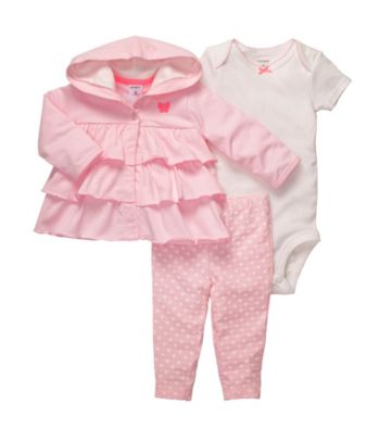 Carter's® Baby Girls' Pink 3-pc. Ruffle Hoodie Set