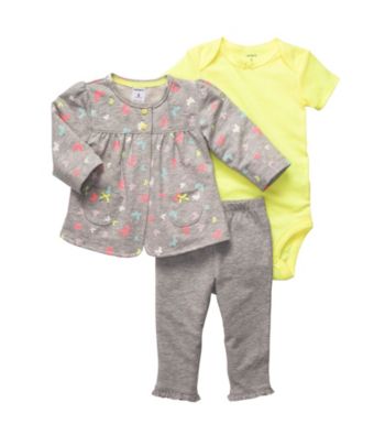 Carter's® Baby Girls' Heather Grey 3-pc. Cardigan Set