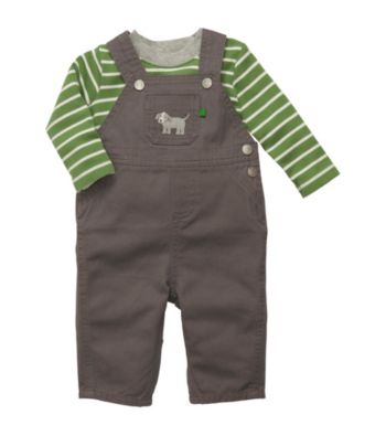 Carter's® Baby Boys' Grey/Green 2-pc. Overalls Set