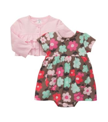 Carter's® Baby Girls' Pink/Brown 2-pc. Floral Dress Set