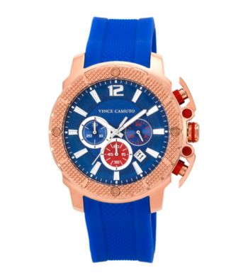 Vince Camuto™ Men's Blue Rose Goldtone Silicon Strap Watch