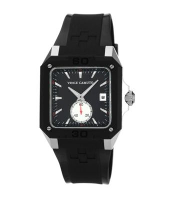 Vince Camuto™ Men's Black Silvertone Resin Strap Watch