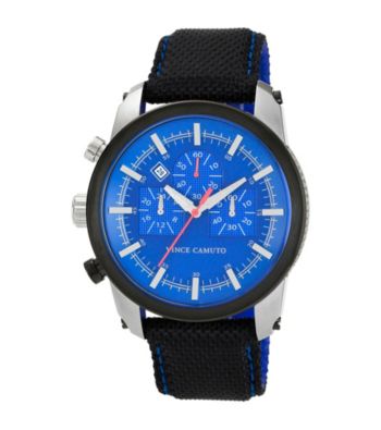 Vince Camuto™ Men's Blue Silvertone Nylon Strap Watch