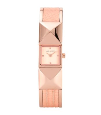 Vince Camuto™ Women's Light Pink Rose Goldtone Covered Bangle Watch