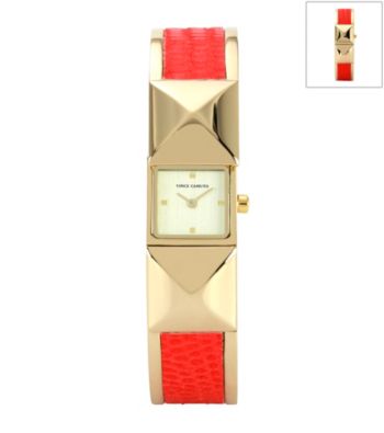 Vince Camuto™ Women's Red/Goldtone Covered Bangle Watch