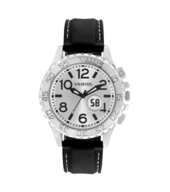 UPC 020571098749 product image for Unlisted by Kenneth Cole Men's Round Silvertone Watch with Black Strap Men's | upcitemdb.com