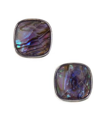 Napier® Silvertone and Purple Abalone Button Stud Earrings