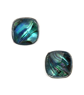 Napier® Silvertone and Blue Abalone Button Stud Earrings
