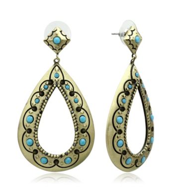 Jill Zarin Morocco Collection Cut Out Drop Hoop Earrings