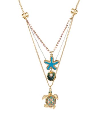 Betsey Johnson® Turtle Three Row Necklace