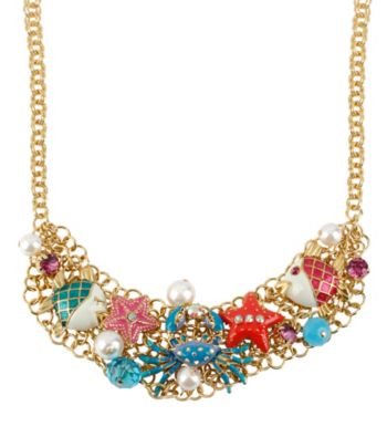 Betsey Johnson® Crab Multi Charm Frontal Necklace