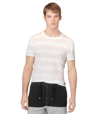 Calvin Klein Jeans® Men's White Short Sleeve Burnout Striped Tee