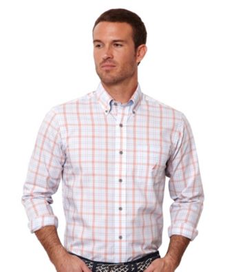 Nautica® Men's Bright White Long Sleeve Plaid Shirt