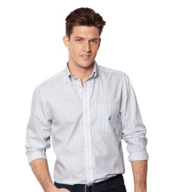 Nautica® Men's Fin Green Long Sleeve Mini Stripe Shirt