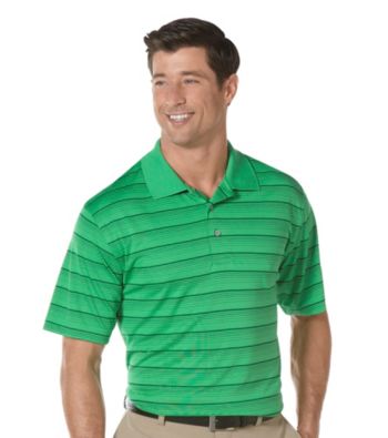 PGA TOUR® Men's Bright Green Short Sleeve Solarized Striped Polo