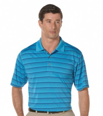 PGA TOUR® Men's Blue Jewel Short Sleeve Solarized Striped Polo
