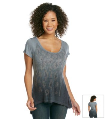 Oneworld® Animal Pattern Embellished Solid Tee
