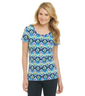 Jones New York Sport® Blue Ikat Patterned Tee