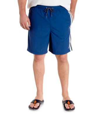 Nautica® Men's Big & Tall Blue Full Elstic Waist Swim Short with Side-Stripe