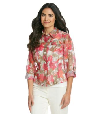 Ruby Rd.® Petites' Floral Burn-Out Shirt