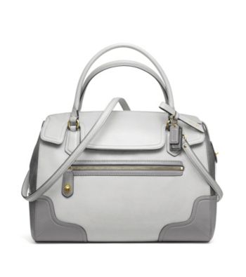 COACH POPPY COLORBLOCK LEATHER FLAP SATCHEL
