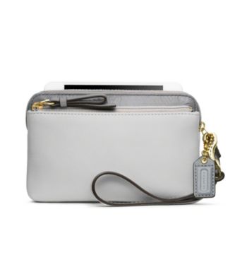 COACH POPPY COLORBLOCK LEATHER DOUBLE ZIP WRISTLET