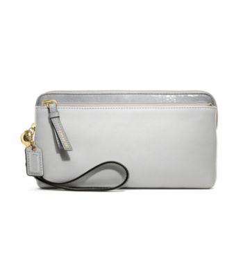 COACH POPPY COLORBLOCK LEATHER DOUBLE ZIP WALLET