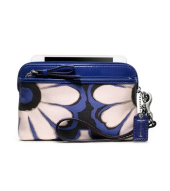 COACH POPPY FLORAL SCARF PRINT DOUBLE ZIP WRISTLET