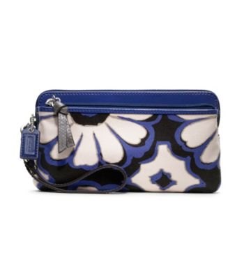COACH POPPY FLORAL SCARF PRINT DOUBLE ZIP WALLET