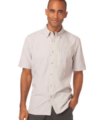 Chaps® Men's Gray Mist Shrt Sleeve Cenote Ripstop Button Down Shirt
