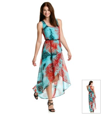 Sequin Hearts® Juniors' Feather Print Maxi Dress
