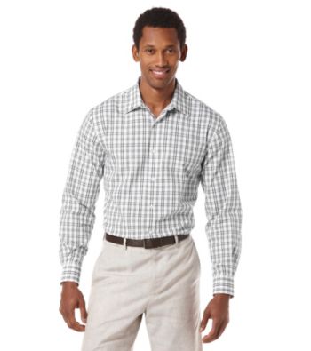 Perry Ellis® Men's Bright White Long Sleeve Plaid Button Down Shirt