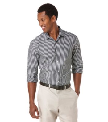 Perry Ellis® Men's Black Long Sleeve Stripe Button Down Shirt