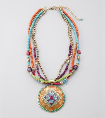 Relativity® Multi and Goldtone Beaded Pendant Necklace