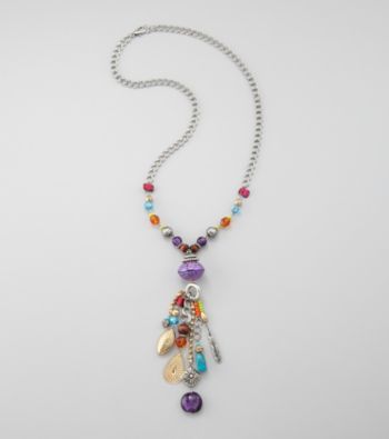 Relativity® Multi and Silvertone Tassel Necklace