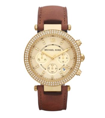 Michael Kors® Goldtone and Brown Parker Watch
