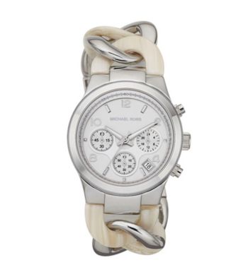 Michael Kors® Silvertone and Cream Runway Twist Watch