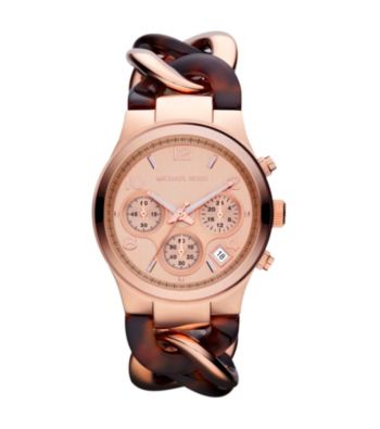 Michael Kors® Rose Goldtone and Tortoise Runway Twist Watch