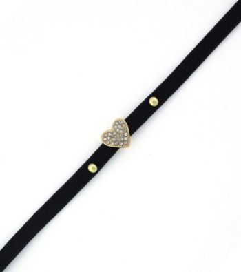 BCBGeneration™ Black and Goldtone Heart Mini Charm Bracelet