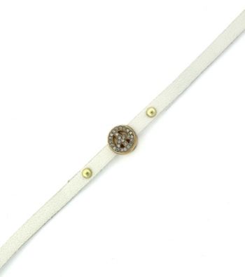 BCBGeneration™ White and Goldtone Peace Sign Mini Charm Bracelet