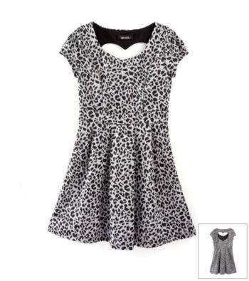 Amy Byer Girls' 7-16 Grey/Black Animal Print Dress