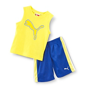 Baby Boys 12-24 Months Two-Piece Muscle T-Shirt and Mesh Shorts Set