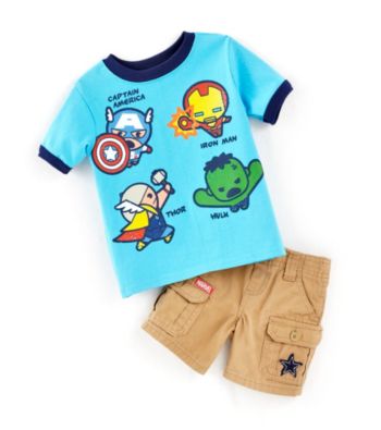 Nannette® Baby Boys' Turquoise 2-pc. Avenger Tee and Shorts Set