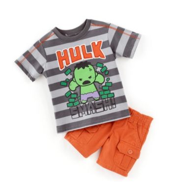 Nannette® Baby Boys' Orange 2-pc. Hulk Tee and Shorts Set