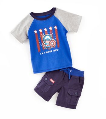 Nannette® Baby Boys' Navy 2-pc. Captain America Tee and Shorts Set